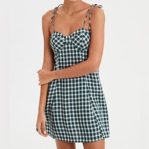 American Eagle plaid green adjustable sundress (xs)